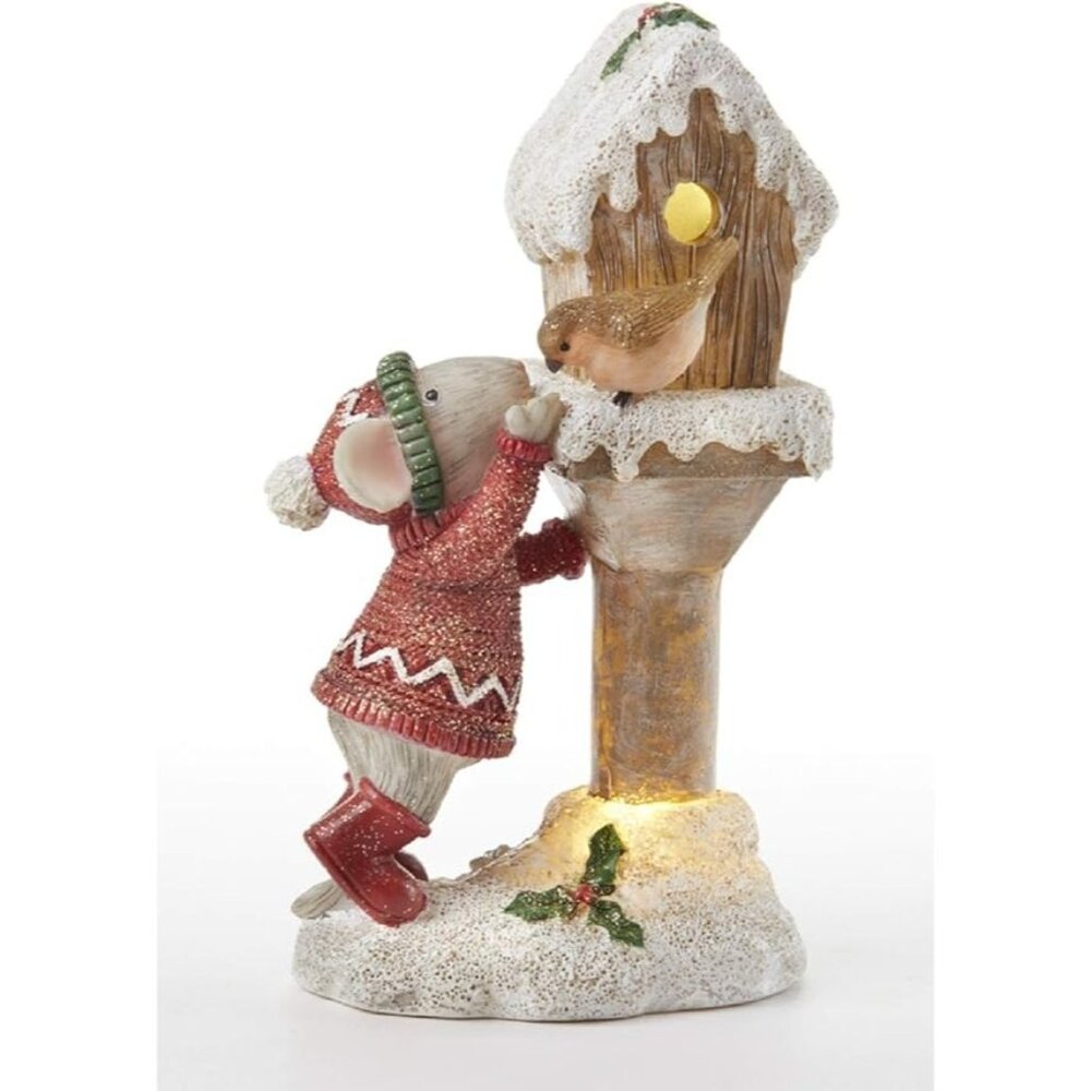 Delton Decor 3.7 x 6.5" LED Mouse with Birdhouse